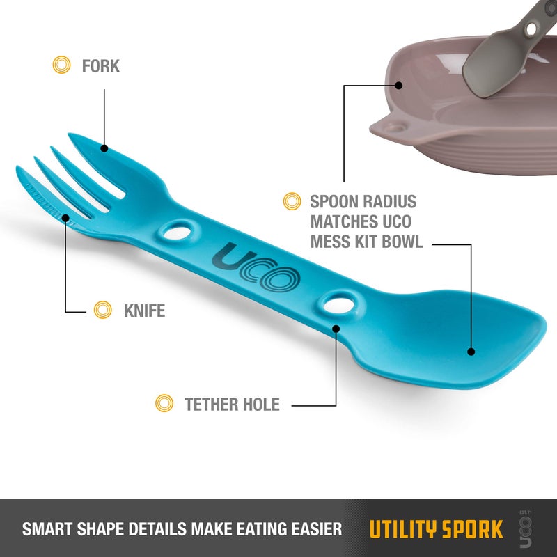 UCO Utility Spork Camping Spoon-Fork-Knife Utensil, 4 Pack - Image 2